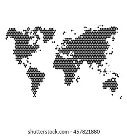 Monochrome halftone world map, vector illustration