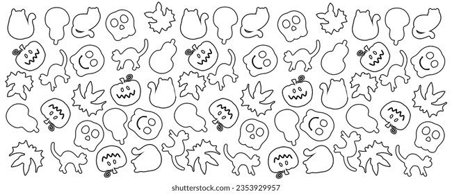 Monochrome halloween doodle cup pattern. Perfect for mug, poster, banner and card. Hand drawn vector illustration for decor and design.
