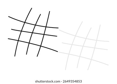 Monochrome hand dawn seamless pattern with doodle crossed hatches. Isolated design vector illustration on black, gray and white background.