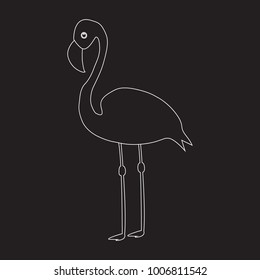 Monochrome hand draw flamingo style sketch on a black white background, used for banners, flyers, coloring books, tattoo