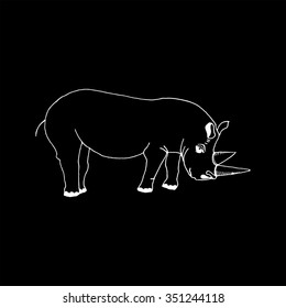 monochrome hand draw a sketch in the style of a rhino on a black white background, used for banners, flyers, coloring books, tattoo