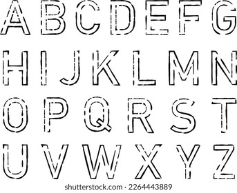 Monochrome hand drawn alphabet set