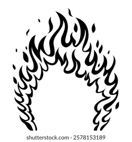 Monochrome hand drawn fire flame. Vector illustration line art, background, and symbol.