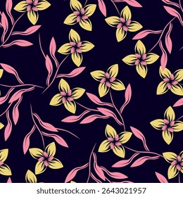 Monochrome hand drawn flower doodle seamless pattern
