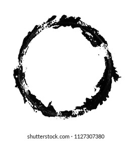 Monochrome hand drawn ink circle, vector illustration