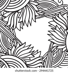 Monochrome hand drawn ornament with space for text in center