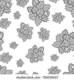 Monochrome hand drawn seamless of Forget-me-not. hand drawn nature blob brush pattern for your design