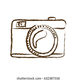 monochrome hand drawn silhouette of analog photo camera vector illustration