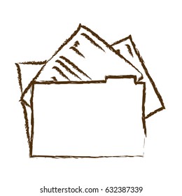 monochrome hand drawn silhouette of folder with documents vector illustration