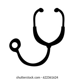 monochrome hand drawn silhouette of stethoscope vector illustration