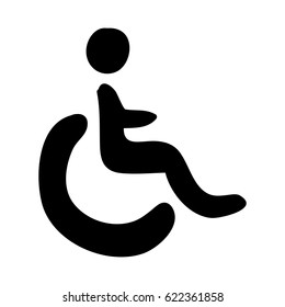 monochrome hand drawn silhouette of wheelchair icon vector illustration