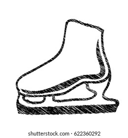 monochrome hand drawn sketch of ice skate vector illustration