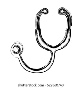 monochrome hand drawn sketch of stethoscope vector illustration