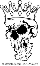 ilustración vectorial dibujada a mano monocroma del cráneo real