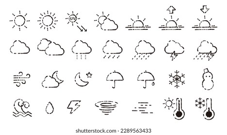 Monochrome hand drawn wind weather icon set.
Easy-to-use vector material.
There are other variations as well.