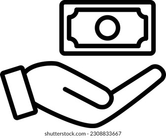 
Monochrome hand holding money icon.