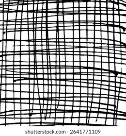 Monochrome hand-drawn crosshatch texture. Grunge and sketch background with freehand lines, scribbles, smears, and sketch-style patterns. Vector illustration