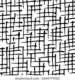 Textura de hachura monocromática desenhada à mão. Fundo de grunge e esboço com linhas à mão livre, rabiscos, manchas e padrões de esboço. Ilustração vetorial