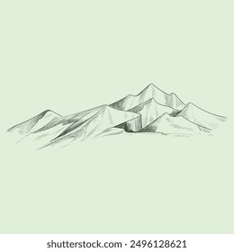 Monochrome hand-drawn mountain sketch illustration