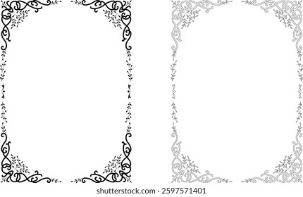 Monochrome hand-painted decorative frame set.