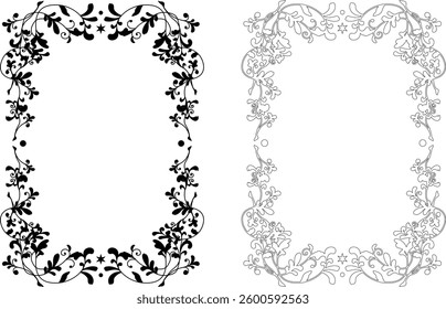 Monochrome hand-painted decorative frame set.
