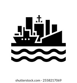 Monochrome Harbor Icon Vector Isolated on White Background