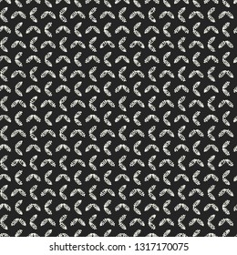 Monochrome Hatching Stroke Textured Broken Elements. Seamless Pattern.