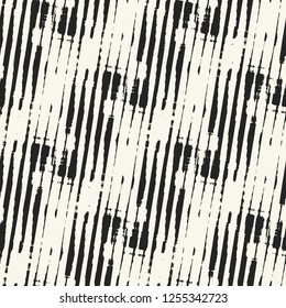 Monochrome Hatching Stroke Textured Subtle Zigzag Graphic Motif. Seamless Pattern.