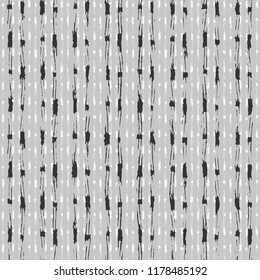 Monochrome Hatching Strokes And Stripes. Seamless Pattern.