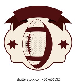 monochrome heraldic with football ball and stars and ribbon top side