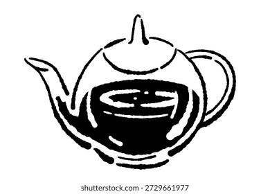 Monochrome Herb Tea Cup Vector Illustration