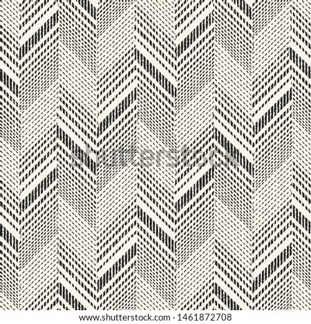 Monochrome Herringbone Halftone Textured Background. Seamless Pattern.