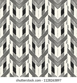 Monochrome Herringbone Motif Textured Pattern