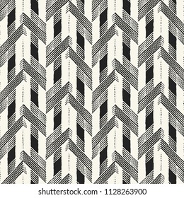 Monochrome Herringbone Motif Textured Pattern