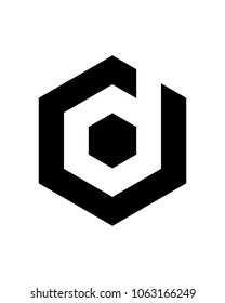 monochrome hexagon with letter D
