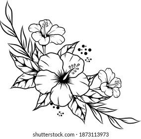 monochrome hibiscus flower simple vector