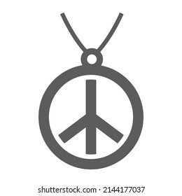 Monochrome Hippy Peace Sign Simple Vector Flat Illustration. Minimalist Hippie Freedom Harmony Hope Unity Antiwar Symbol Isolated On White. Circle Pacifism Hope Protest Love And Oneness