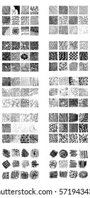 Monochrome hipster prints, backgrounds with linear doodles, scales, diagonal waves, hand drawn graphics made with graphics tablet