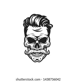 monochrome hipster skull vector logo illustration 2