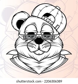 Vector monocromo de oso de estilo hipster. Vector premium