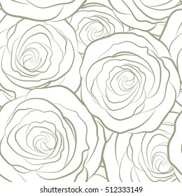 Monochrome hold rose flower. Rose texture vector Illustration. Abstract seamless pattern with stylized gray rose flowers.