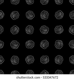 Monochrome hold rose flower. Rose texture vector Illustration. Abstract seamless pattern with stylized black rose flowers.