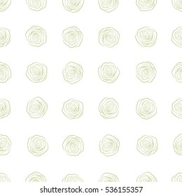 Monochrome hold rose flower. Rose texture vector Illustration. Abstract seamless pattern with stylized green rose flowers.