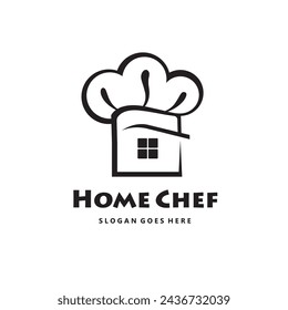 monochrome home chef icon with hat isolated on white background