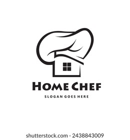 monochrome home chef icon with hat isolated on white background