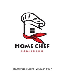monochrome home chef icon with hat isolated on white background