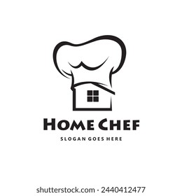 monochrome home chef icon with hat isolated on white background