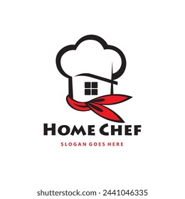 monochrome home chef icon with hat isolated on white background