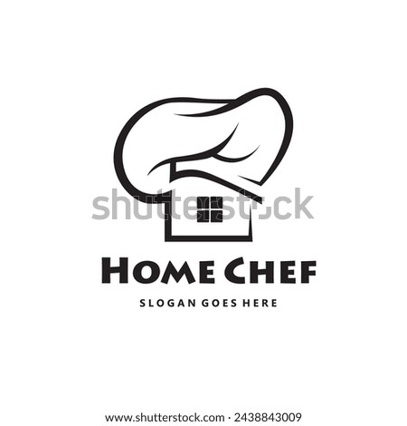 monochrome home chef icon with hat isolated on white background
