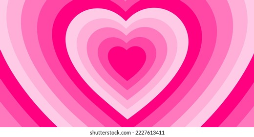 Monochrome horizontal background of heart shaped tunnel. Rainbow romantic pattern. Pink colors